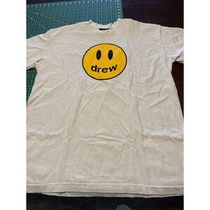 Drew House XL White Tee With Yellow Smiley Face Logo